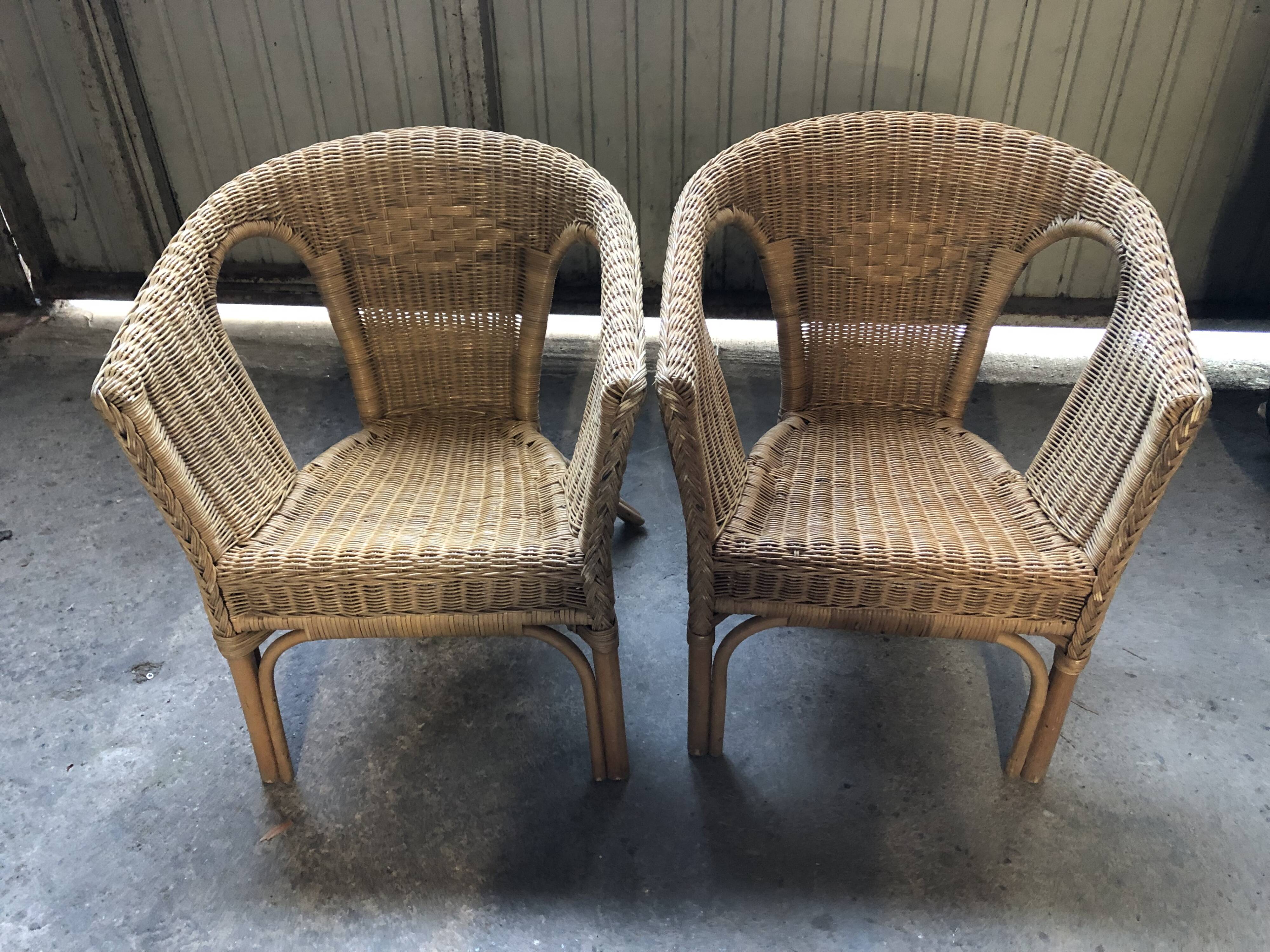 Vintage rattan armchairs 70s
