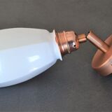 Original articulated wall lamp in white opaline and copper support