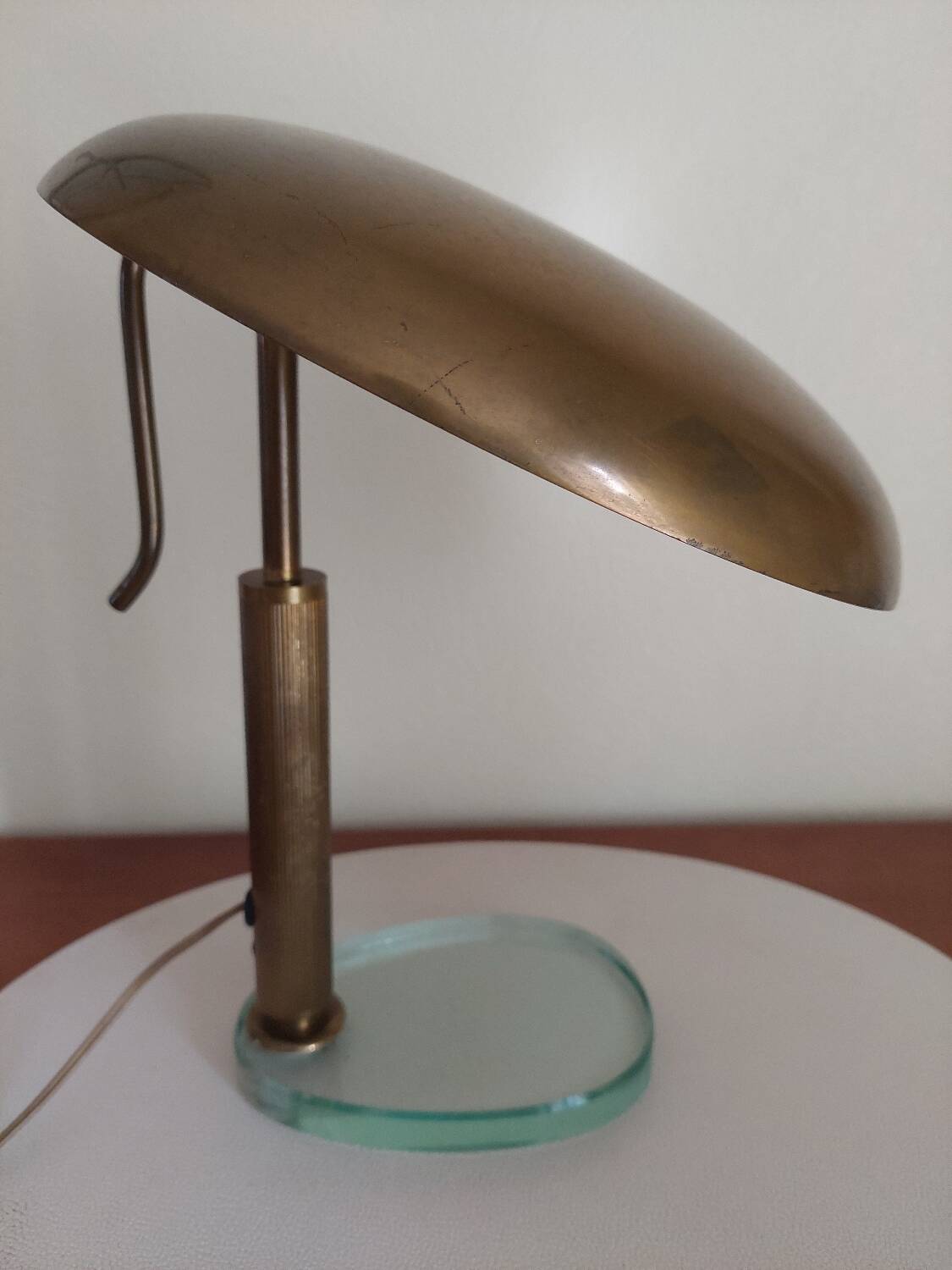 Italian Desk lamp  1950 brass and glass