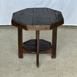 Pedestal table or small octagonal side table quadripod base with modernist spacer