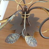 Italian-style vegetable chandelier, wrought iron with three branches.