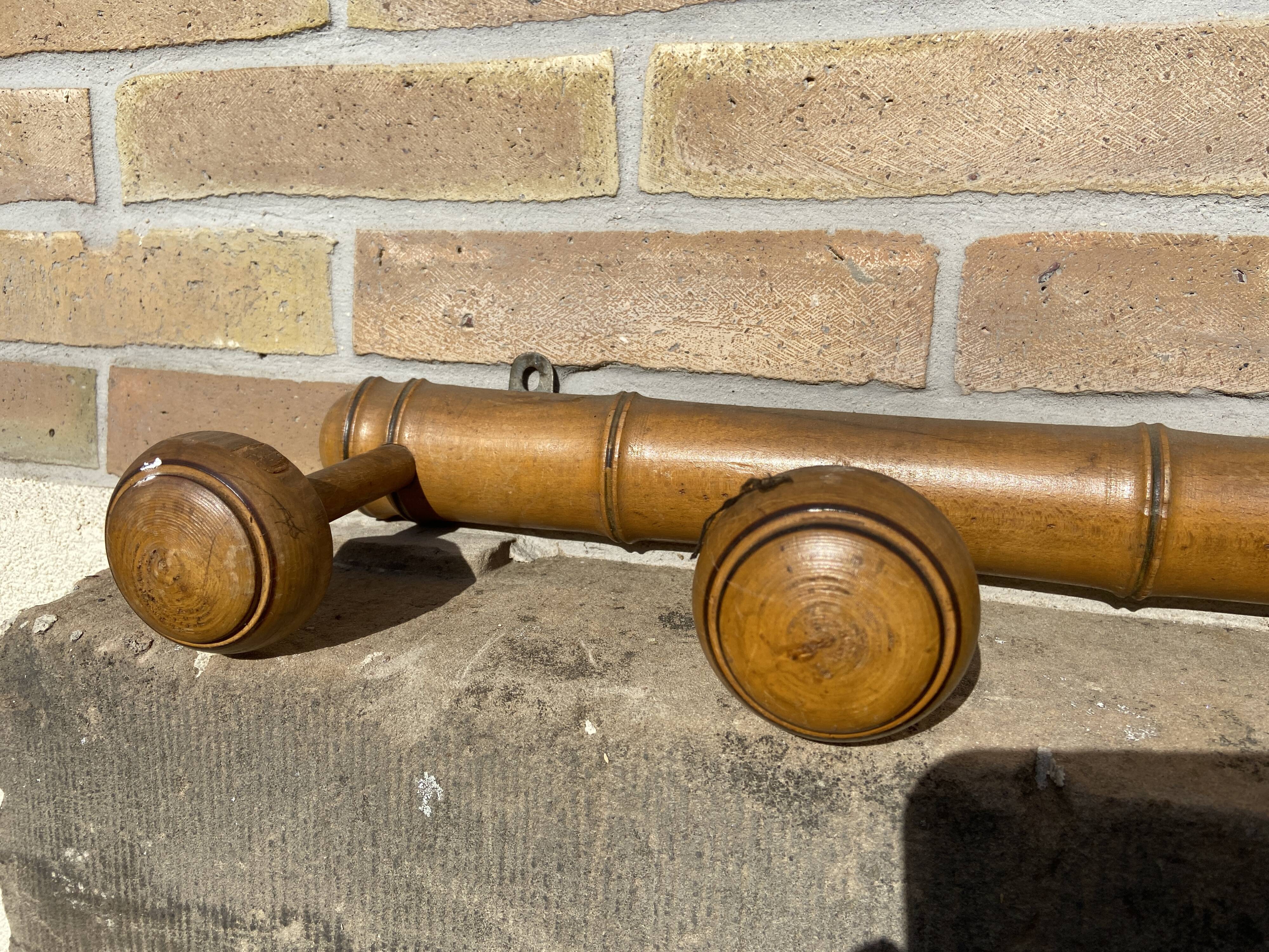 Coat rack vintage bamboo hooks