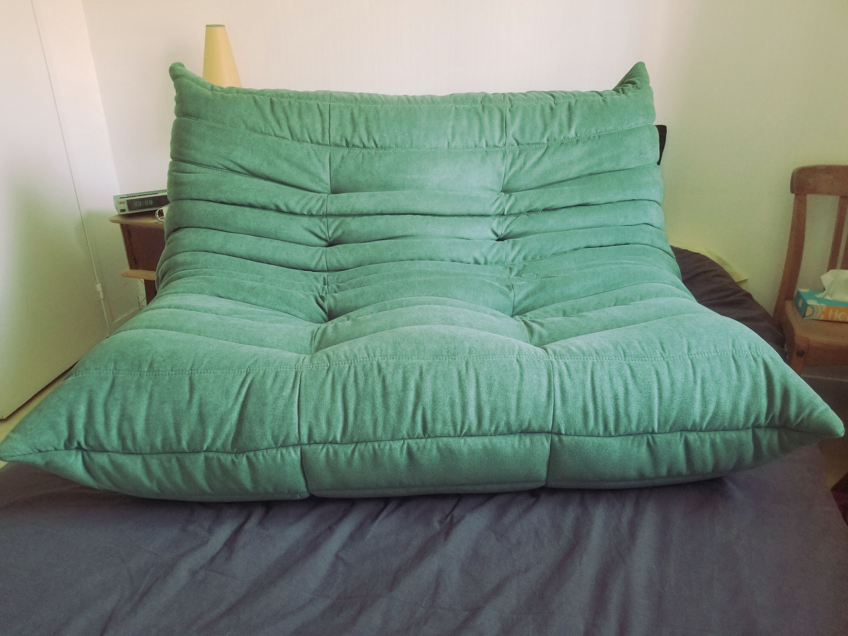 Togo sofa 2 places rehoussé to nine Alcantara Emerald Green