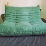 Togo sofa 2 places rehoussé to nine Alcantara Emerald Green