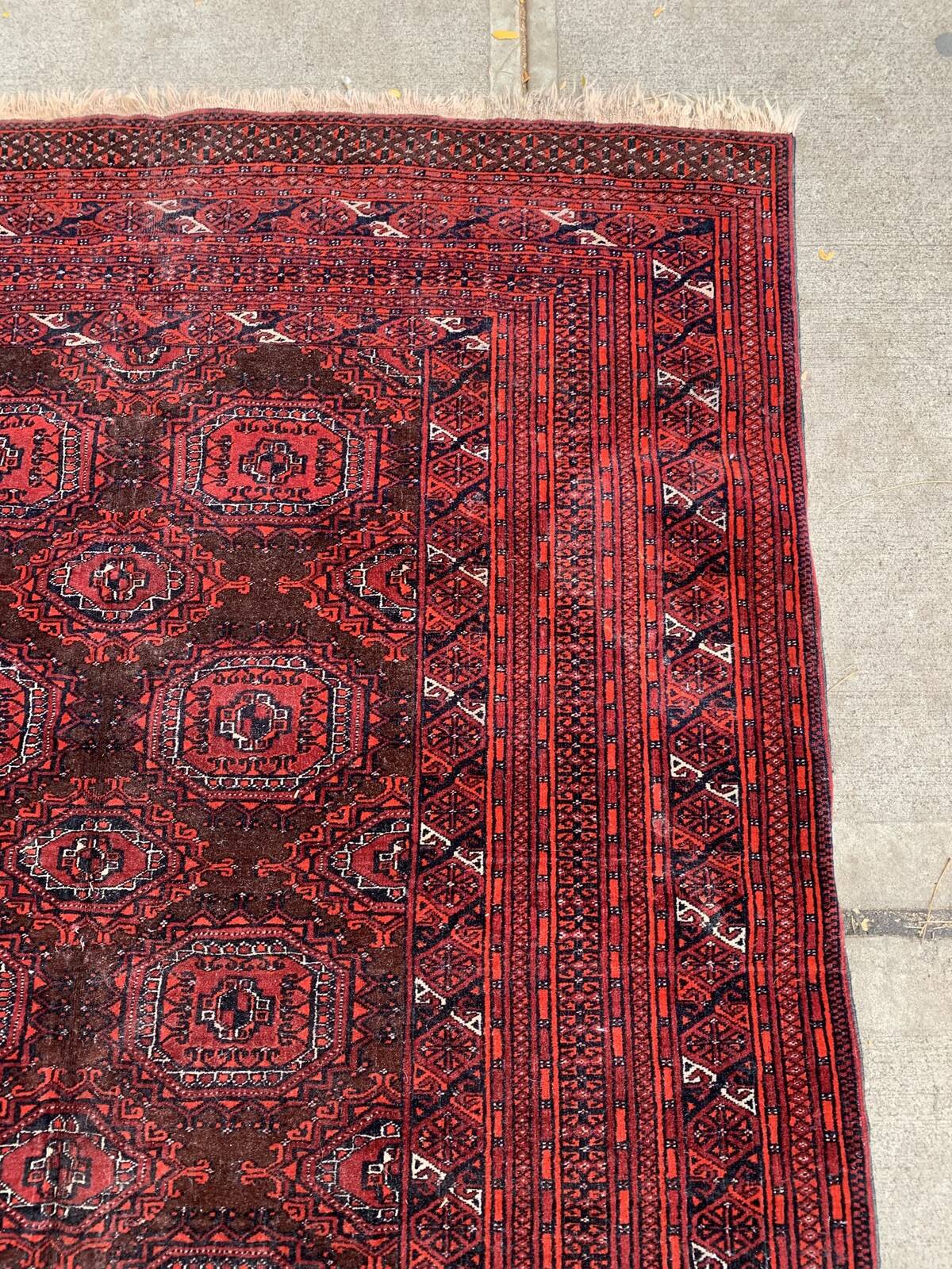 Vintage Uzbek Handmade Bukhara Rug, 4.5' x 5.10' (137cm x 181cm), 1960s