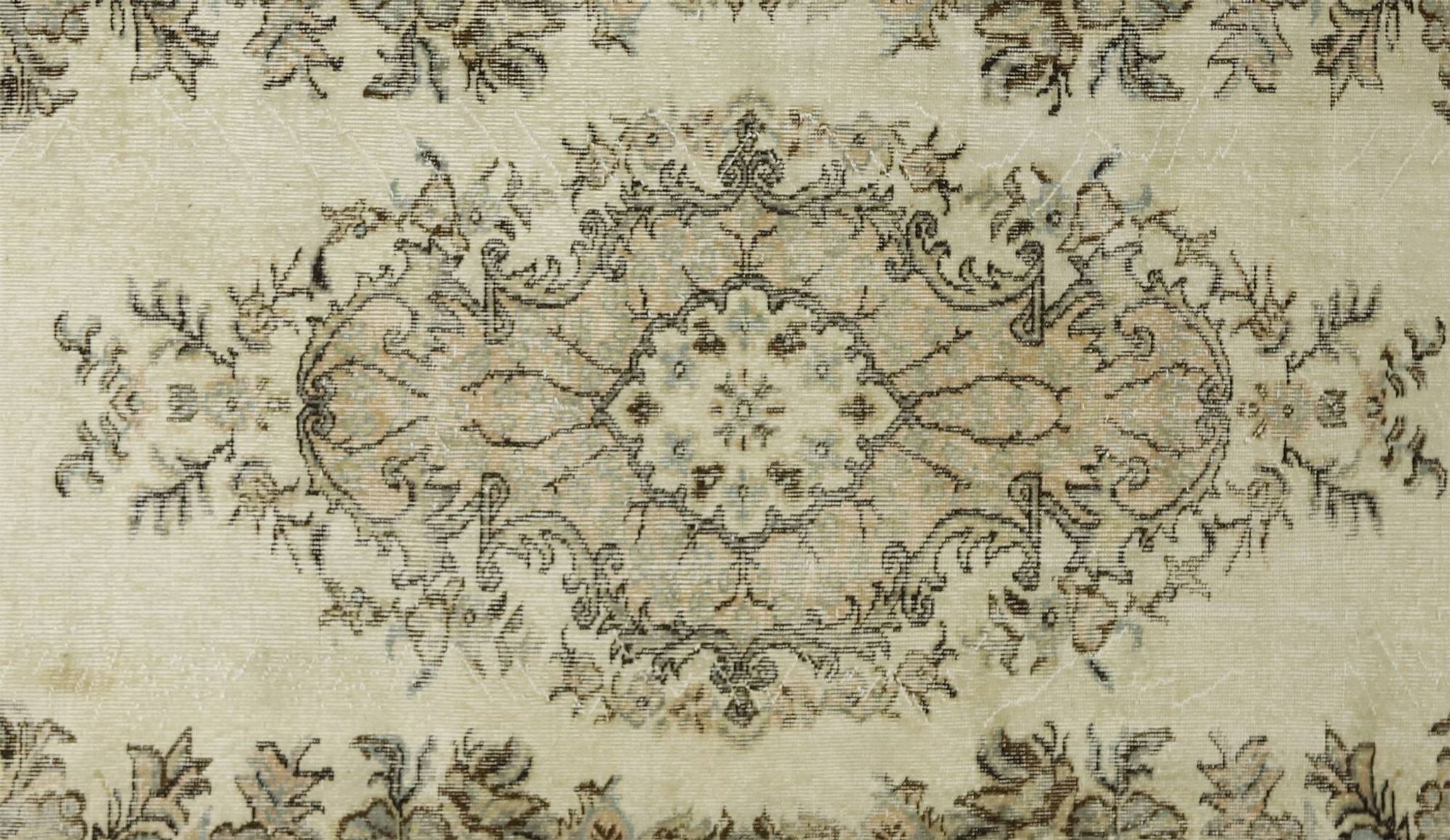 Vintage Turkish Carpet Beige and Brown Floral 271 x 174 cm