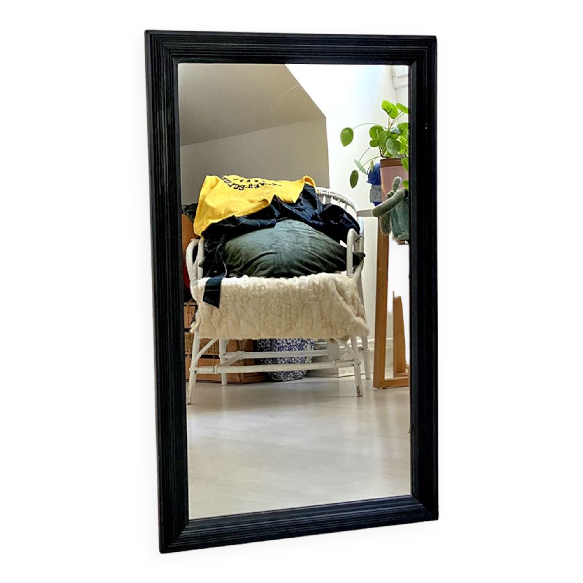 50's black wood mirror