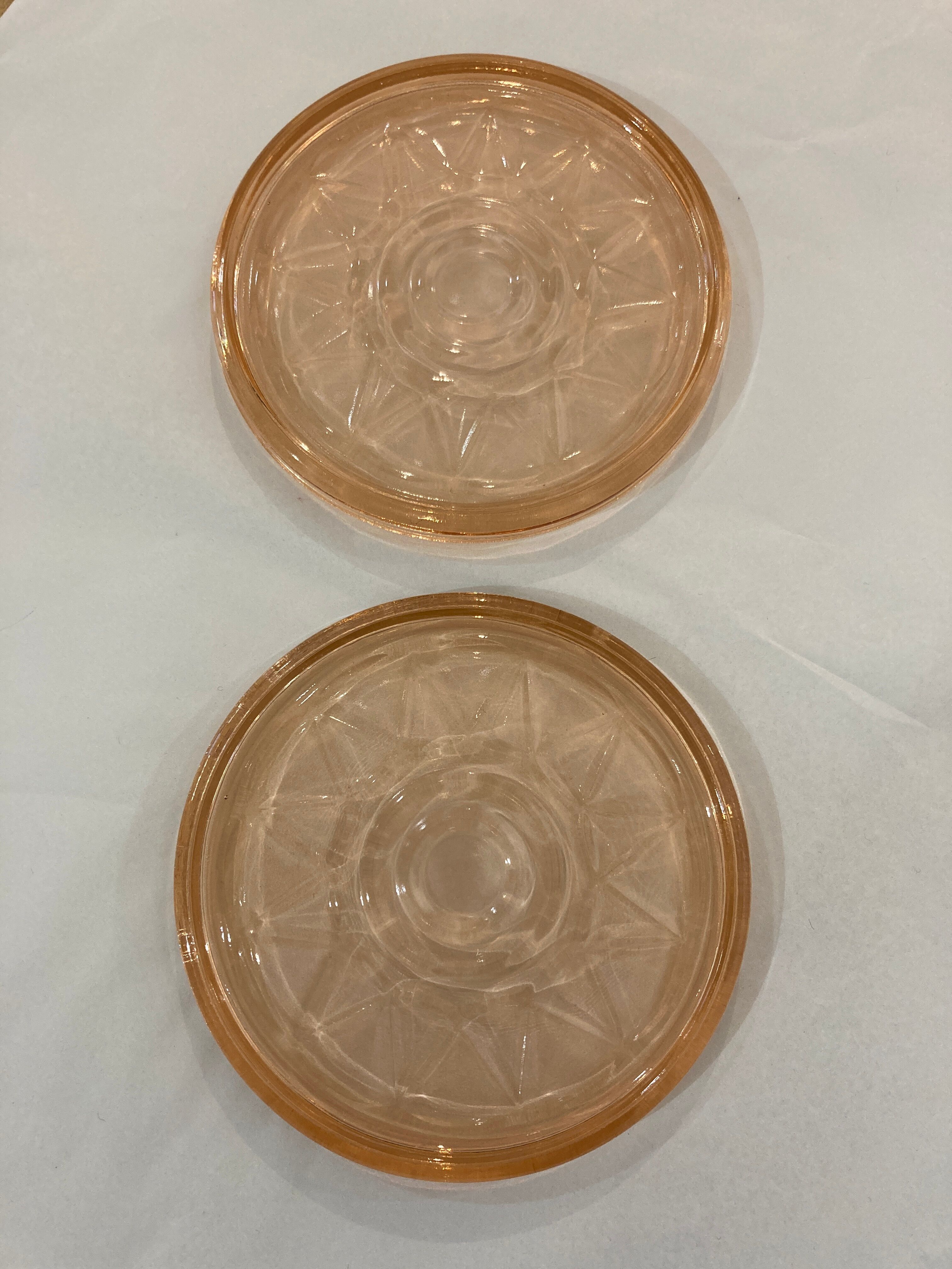 Duo under bottles pink glass