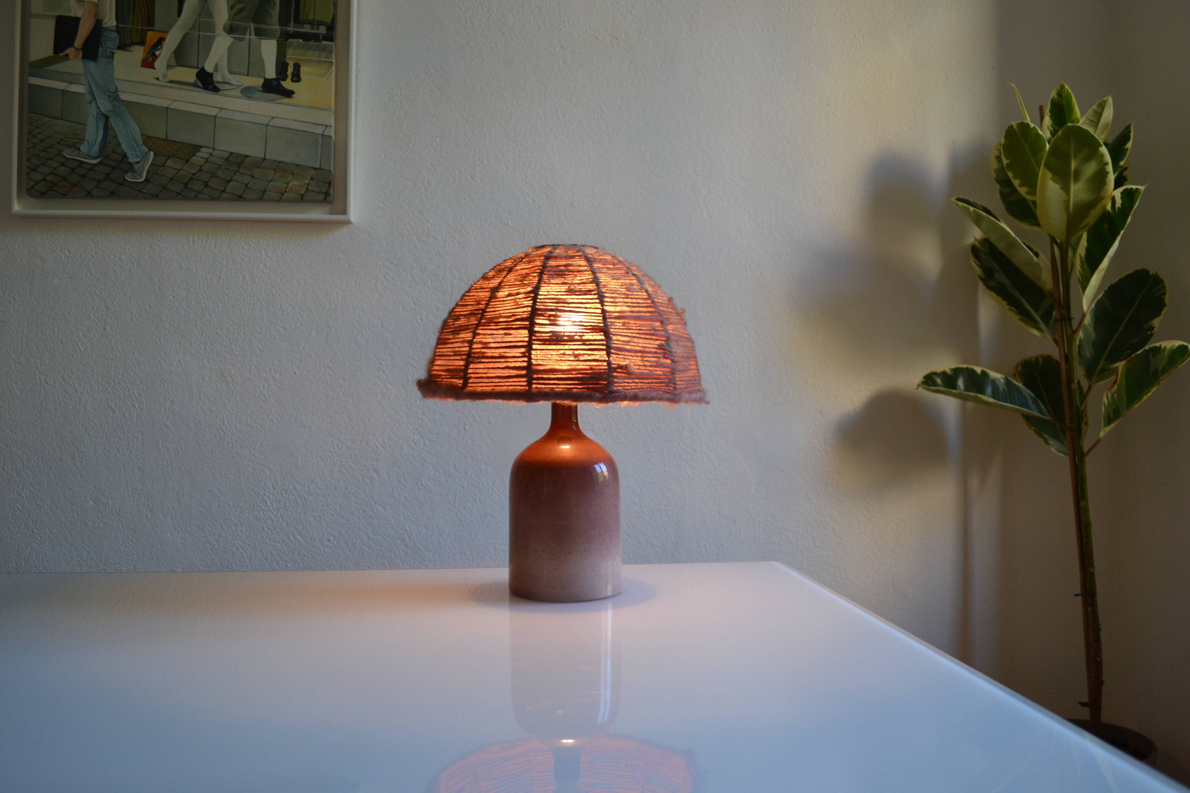Vintage ceramic and wool lamp