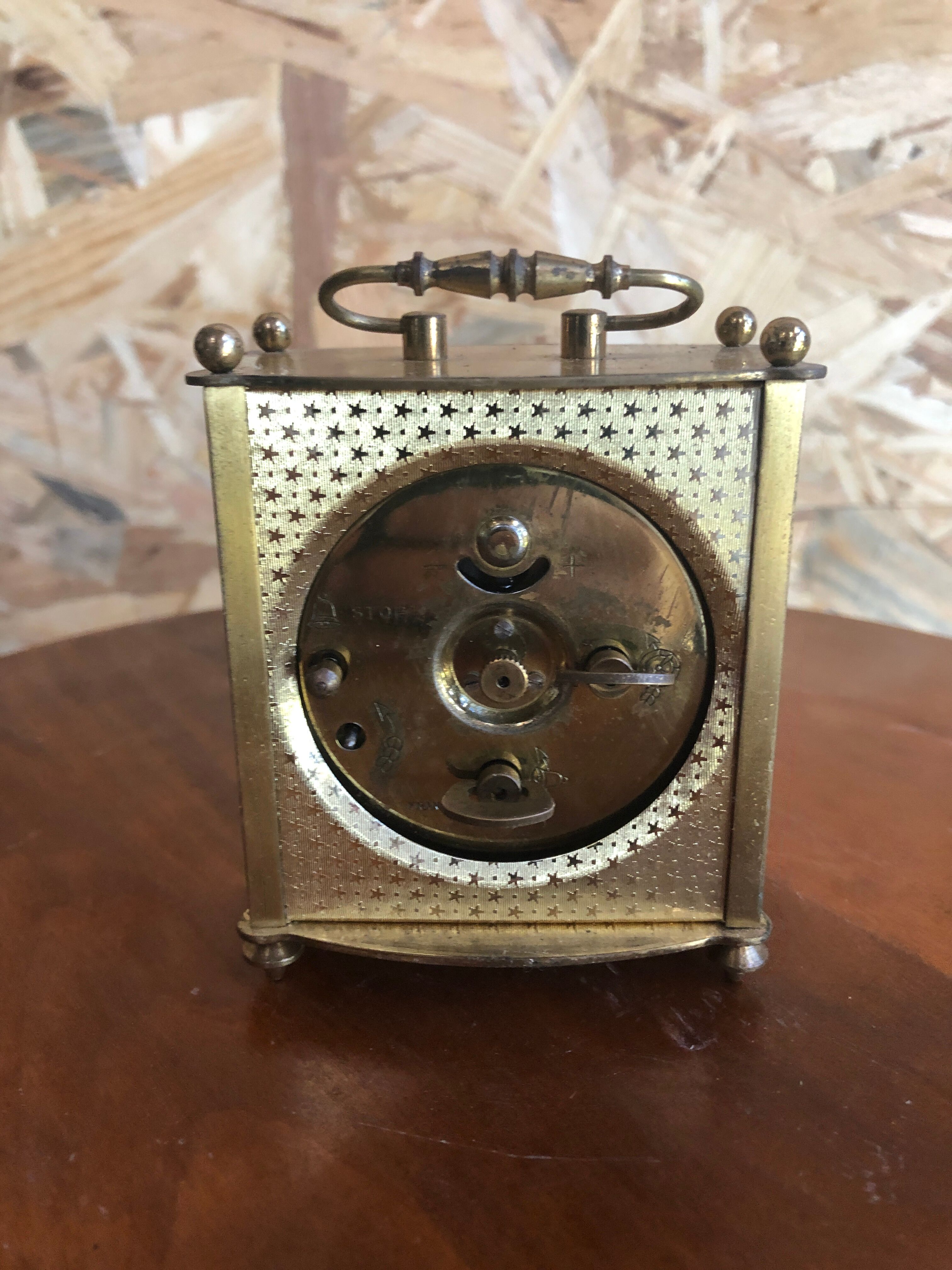 Old pendulum officer bayard brass background white + handle vintage decoration