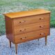 Vintage golden mahogany chest of drawers 3 drawers conical feet from the 60s