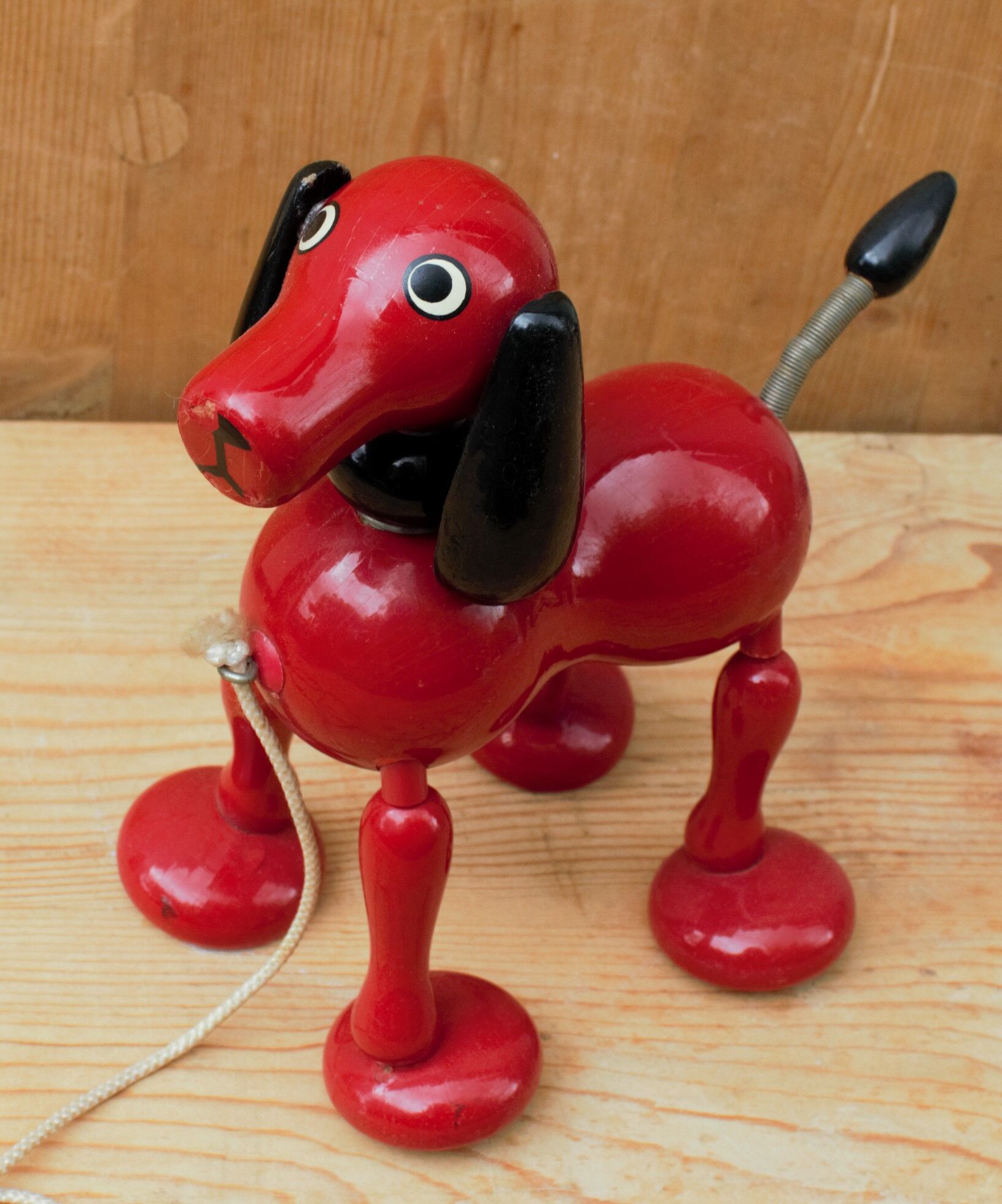 Old dog toy red wood retro