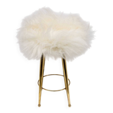 Gio Ponti Mid-Century Modern Italian Brass and Sheepskin Small Stool, 1950s