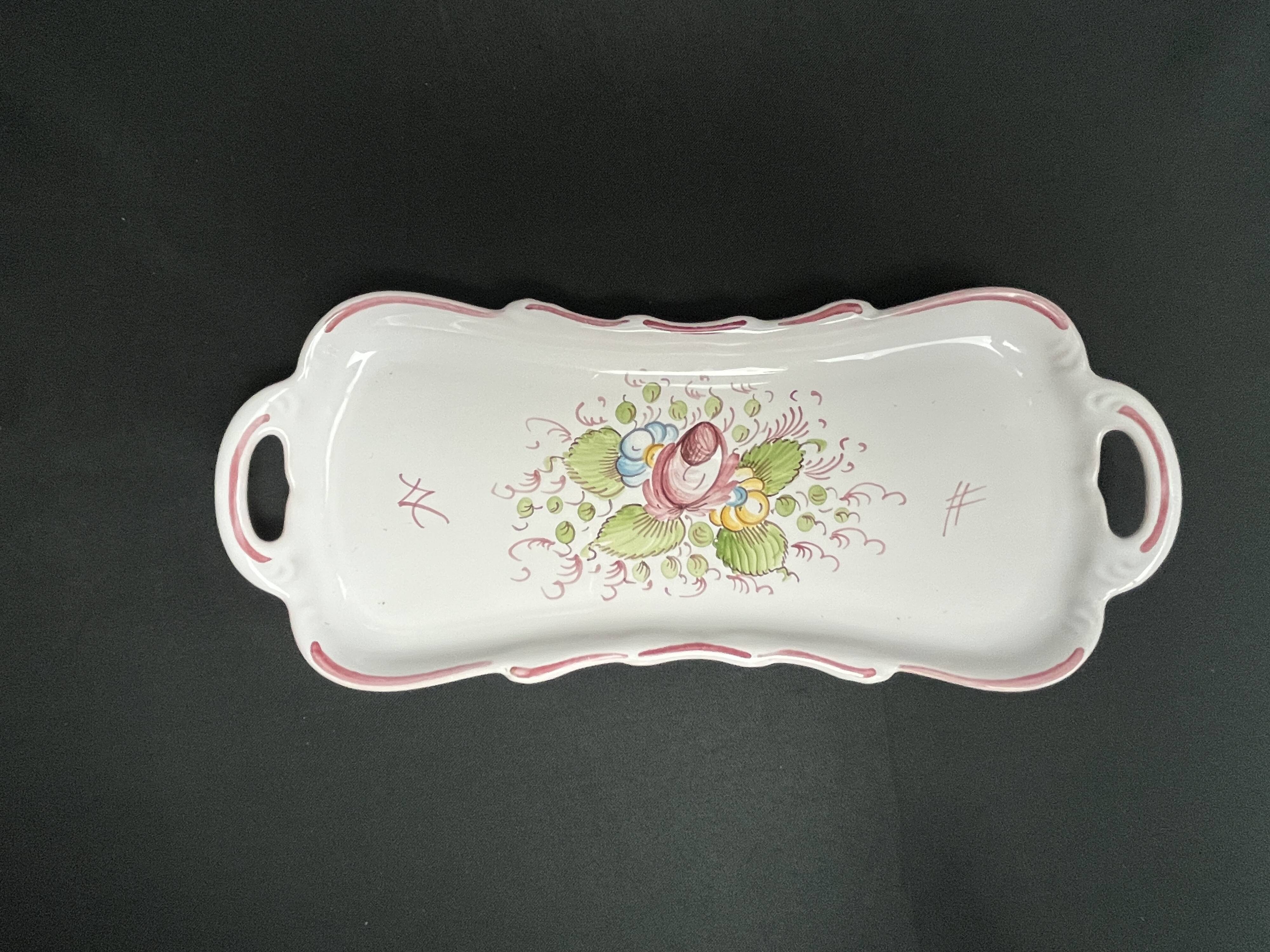 Set of three ceramics with floral decoration from Moustiers, 20th century