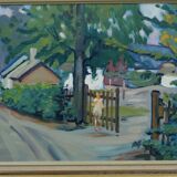 Swedish modern painting, 1946, oil on panel, framed, Hjamar Larsson