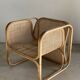 Amsterdam rattan armchair with U-shaped armrest, squared canework