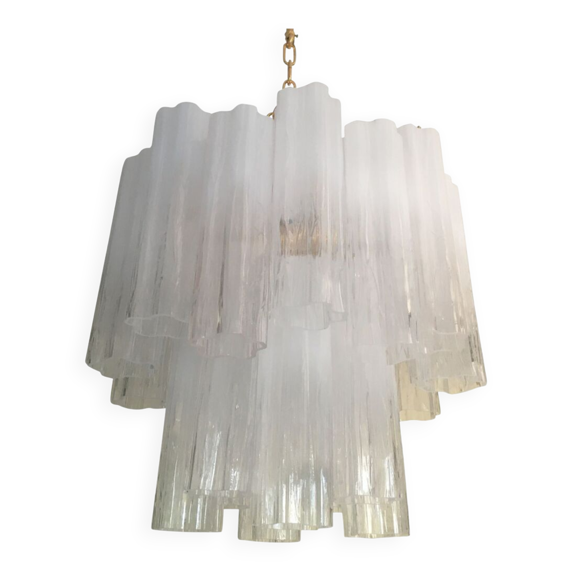 Suspension blanc en verre de murano « tronchi » disparu d50