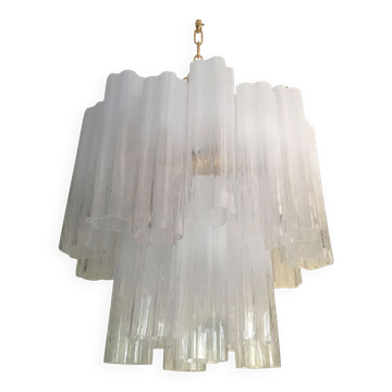 White vanished “tronchi” murano glass chandelier d50
