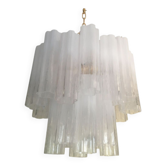 White vanished “tronchi” murano glass chandelier d50