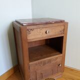 Art deco bedside table marble and wood