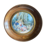 Old Miniature Painting "The Singer" romantic scene + frame