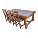 Large solid oak table, tiled top + 4 chairs