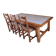 Large solid oak table, tiled top + 4 chairs
