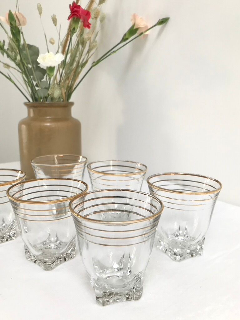 6 antique liquor glasses