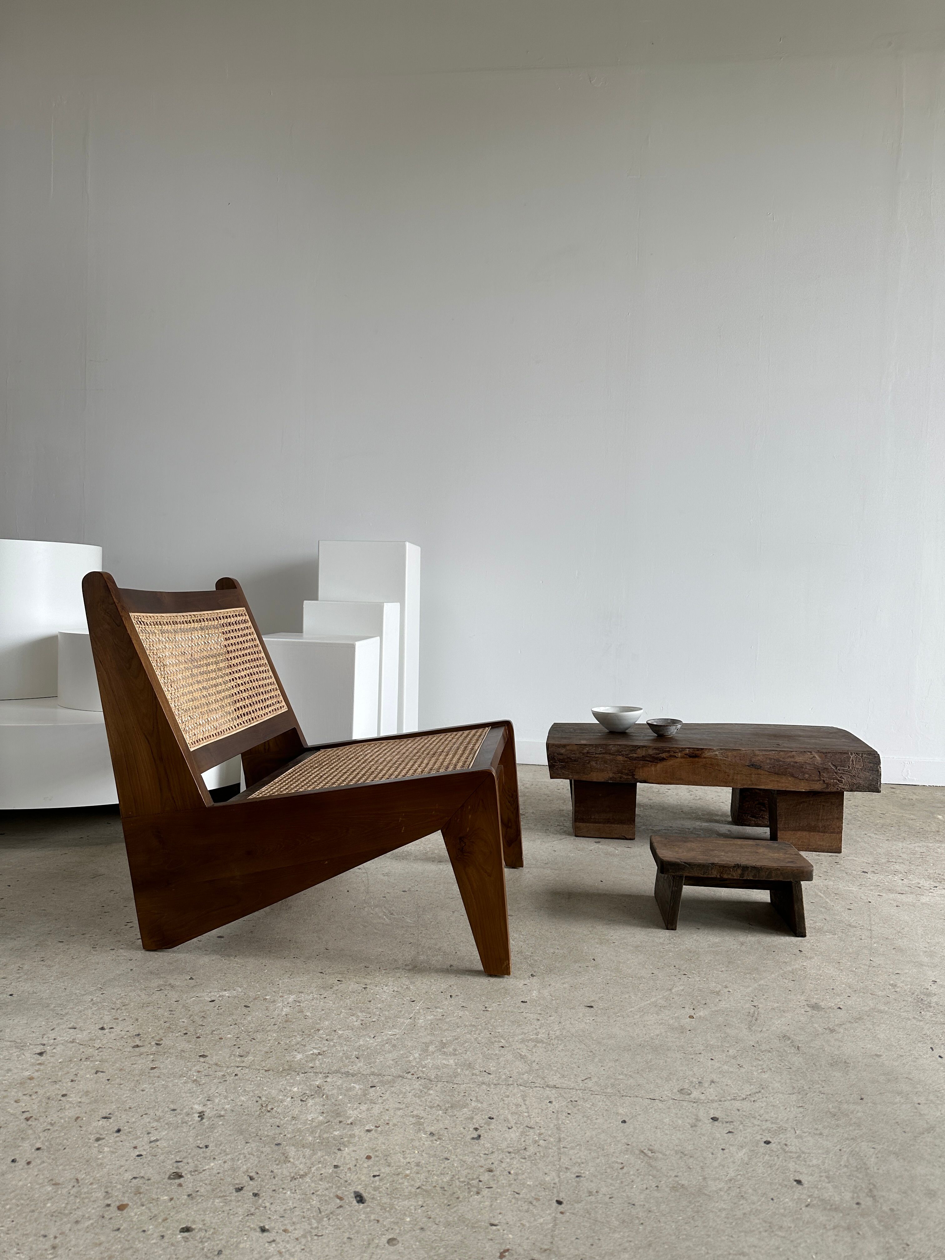 Asian solid wood quadripod brutalist coffee table H30 L81 l42