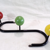 Coat rack vintage hook 50s rockabilly metal and wooden balls color red green yellow vintage France