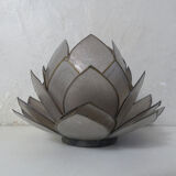 Lotus flower photophore in mother-of-pearl and brass