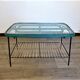 Table basse en rotin, métal et corde 1960