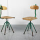Set of 2 industrial mint green swivel chairs, 1960