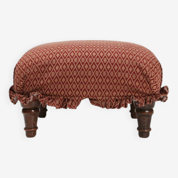 Charming small Art Deco footstool with attractive original upholstery, France, 1940