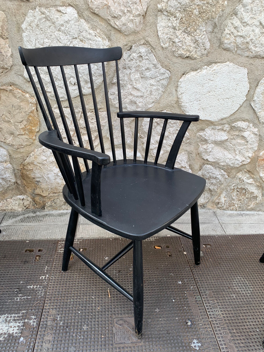 Set of 4 black Sven Erik Fryklund HagaFors armchairs