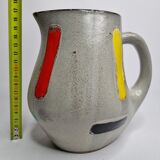 Ceramic pitcher signed Bresse in bright colors