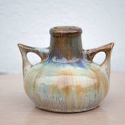 Art nouveau vase, vintage vase, enameled stoneware vase, attributed to Gilbert Metenier, vase with handles