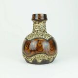 Mid century vase duemler & breiden wgp fat lava squiggle pattern shades of brown and beige 1960s
