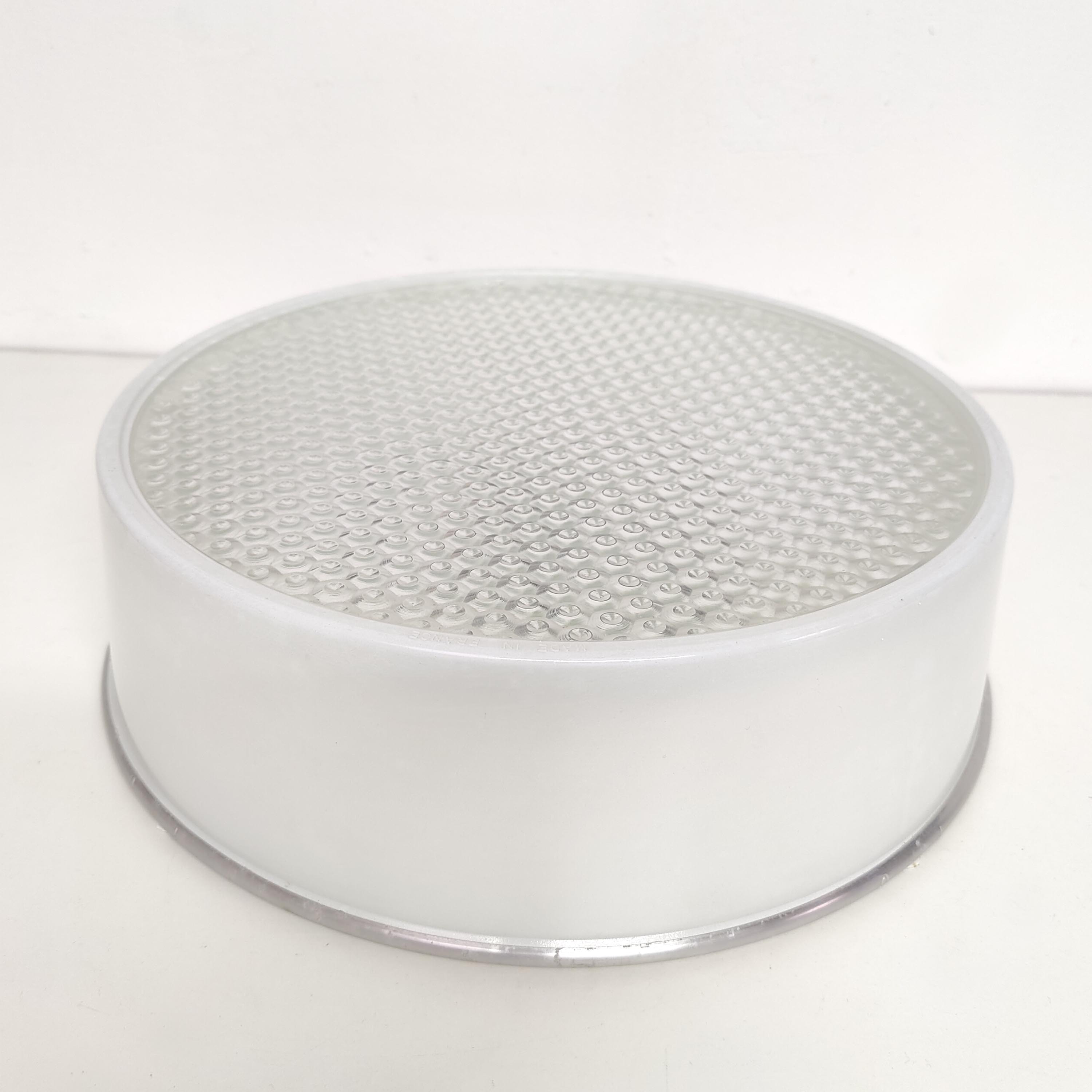 Ceiling lamp or wall lamp Holophane white opaline glass 1970 diameter 35cm