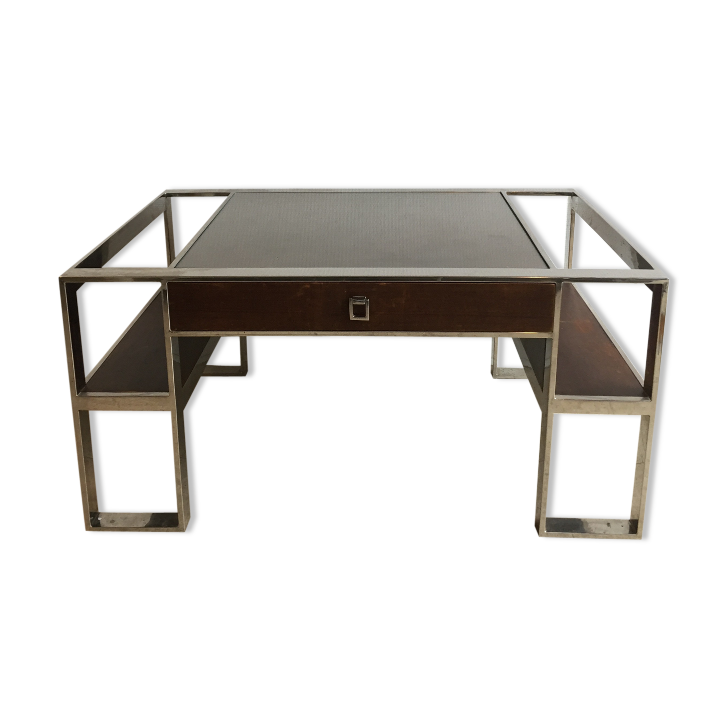 Art deco coffee table in glass and chrome