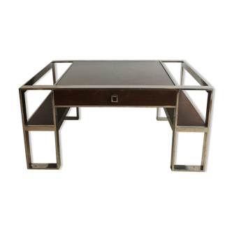 Art deco coffee table in glass and chrome