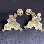 Pair of candlestick buds cherub angel brass