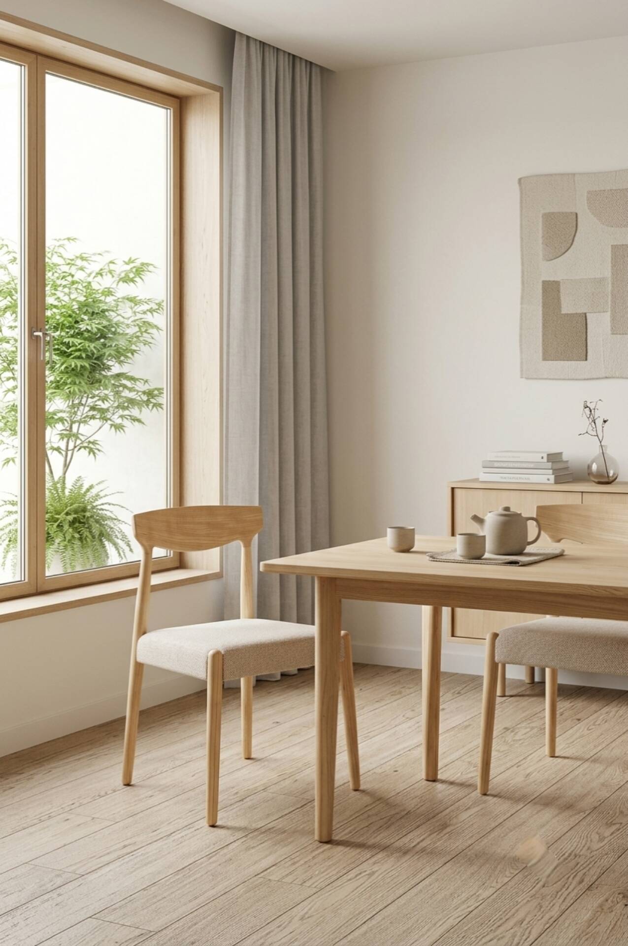 Pair of linen dining chairs