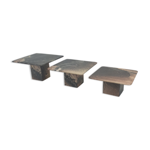 Set de 3 tables basses - marbre