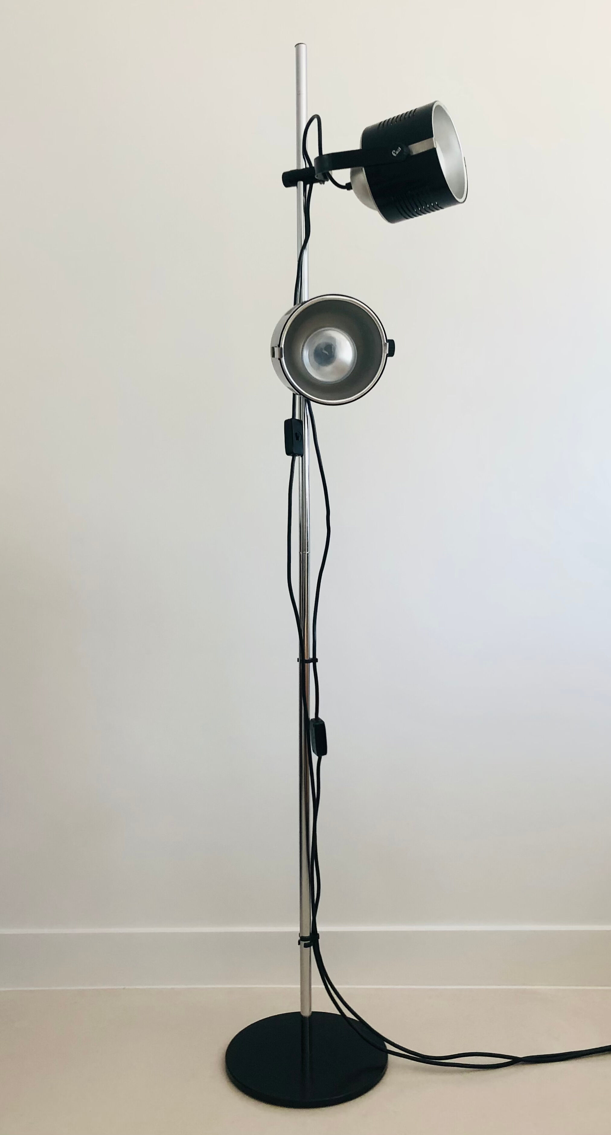 Floor lamp two spots of FAEL Luce, Italy 70s