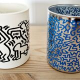 Paire de pots Keith Haring en opaline