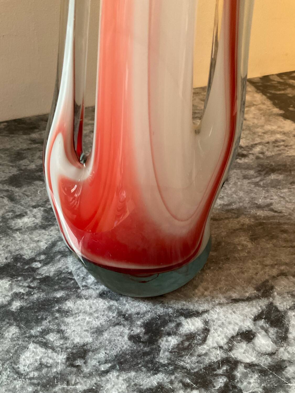 Two vintage ear vases made of Murano glass.