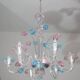 "Amsterdam" Large Size Vintage Pink and Blue Tulip Murano Glas Chandelier,
