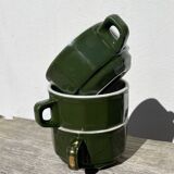3 dark green bistro tea cups from Caen