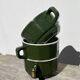 3 dark green bistro tea cups from Caen